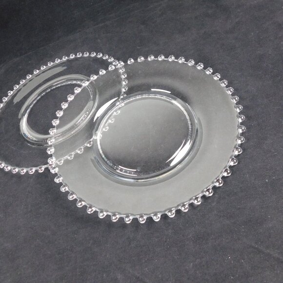 Lot Of 2 Imperial Candlewick Clear Glass Salad Plate 8 1/8" Round Bead Vintage - Picture 4 of 7